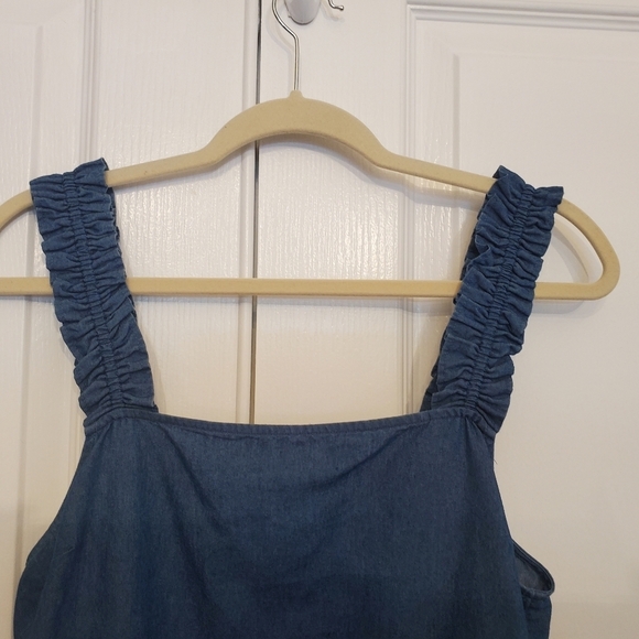 1.State Women's Blue Ruffled Strap Short Mini Dress, Size Medium - Picture 3 of 13